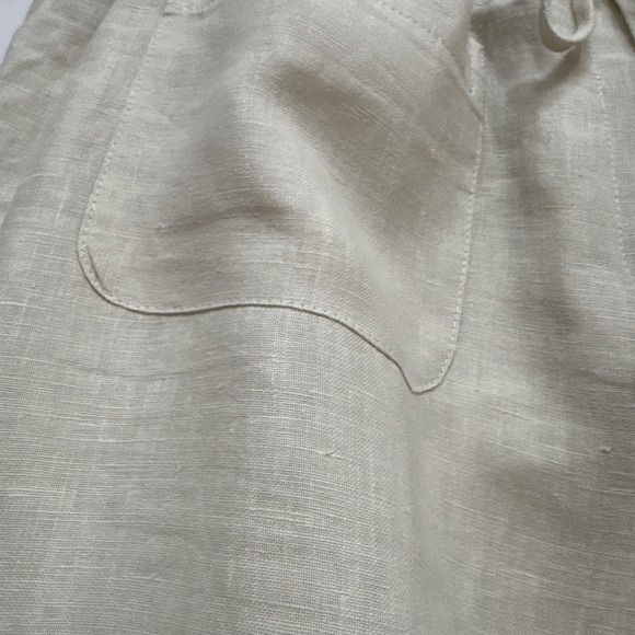 Garfield Marks 100% Linen Size 8 Natural Cropped Pants Drawstring Cropped - Picture 3 of 9